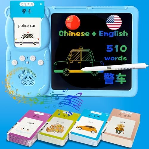 Writing Drawing Tablet with Talking Flash Cards - Chinese Blue
