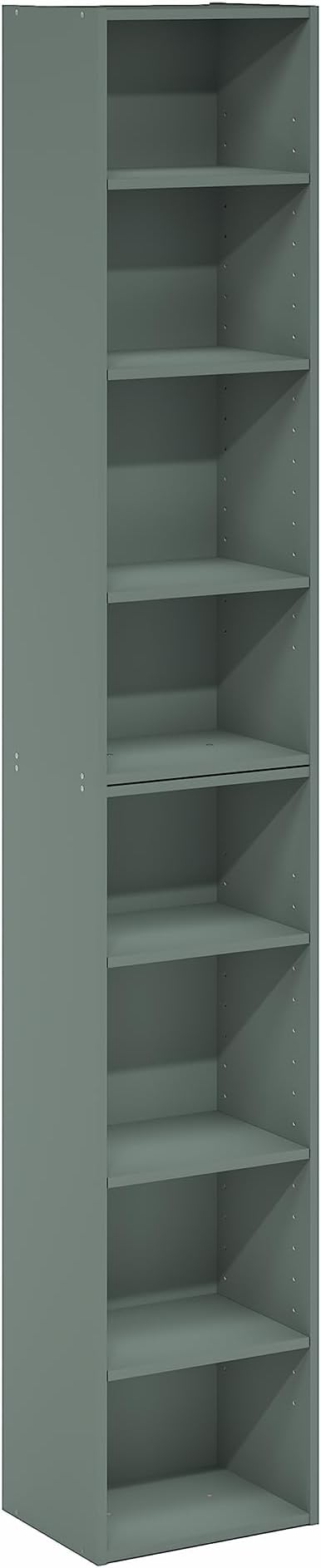 Furinno PASIR Book Shelf, 8-Tier Bookshelf, Bookcase with Open Shelf, 9.3 x 11.8 x 70.9, for Living Room, Bedroom, Home Office, Sage Green