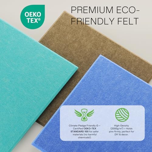 MaxGear Felt Bulletin Board 36" x 24", Aqua Blue Felt Wall Tiles Push Pins