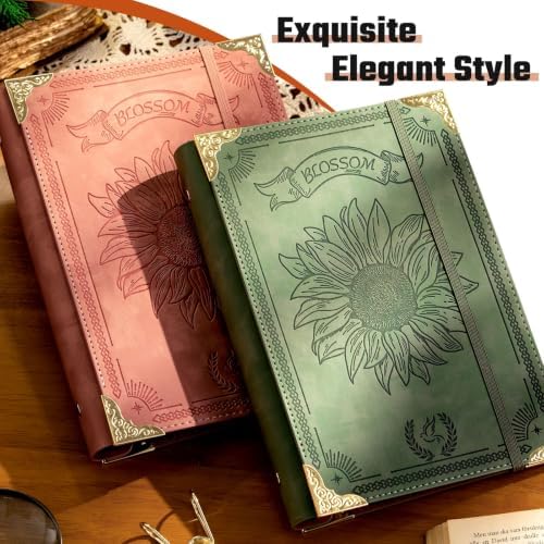 2Pcs Sunflower PU Leather A5 Binder 6 Ring Refillable Journal Cover