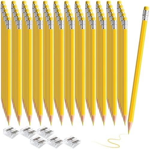 120 PCS Yellow Pencils Bulk with Eraser, Pre-Sharpened HB Spring & Easter Pencils for Kids, School Supplies for Writing, Drawing & Easter Art Crafts(Yellow)