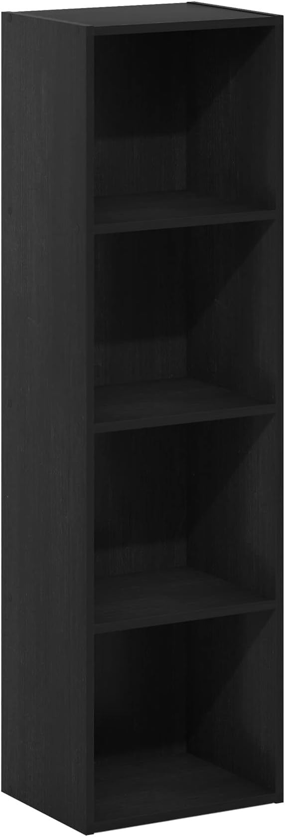 Furinno PASIR Book Shelf, 4-Tier Modern Bookshelf, Open Shelves Bookcase 9 x 12 x 42, Easy Assembly, for Living Room, Bedroom, Home Office, Blackwood