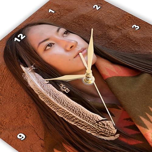 3dRose Wall Clock Silent - 13 inch - New Mexico, Cherokee Woman, Native American - US32 JMR0634 - Julien McRoberts - Native American