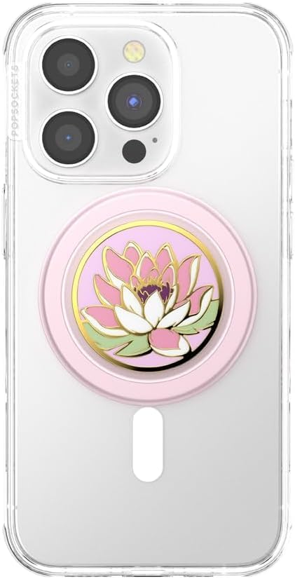 PopSockets Phone Grip for MagSafe, Magnetic Holder- Water Lily | Removable, For Kindle / Android / iPhone, With Magnet, Light Pink, Electronic Accessories, For iPad/Kindle/iPhone/Android