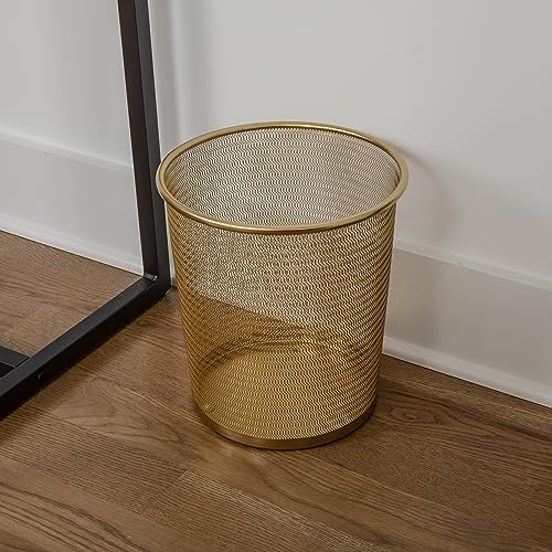Martha Stewart Ryder 4.5 Gallon Mesh Metal Wastebasket, Gold