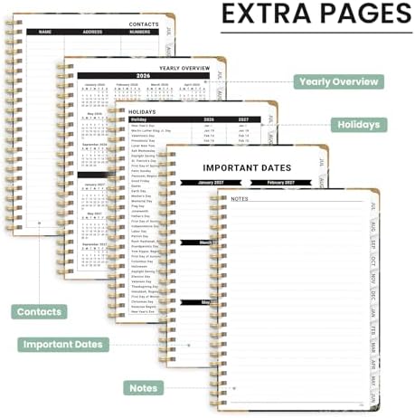 Planner 2026-2027, Monthly and Weekly Academic Planner July 2026 - June 2027, Hardcover Student Teacher Planning Agenda Calendar Book with Tabs, Perfect for Office School Supplies, A5 (6.3" x 8.5) - Citrus Bloom