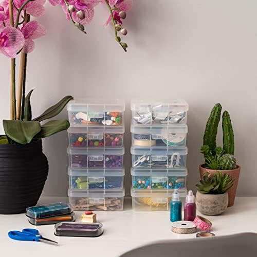 IRIS USA Clear Cases |Made in USA| Plastic Box Organizers (10-Pack)- Small