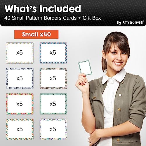 Attractivia Dry Erase Magnetic Labels 2.8 x 1.8 in, Pattern Borders, Small Dry Erase Magnets, 40-Pack, Colored Erasable Write-On All-Purpose Labels, for Office, Education, Home, Whiteboard