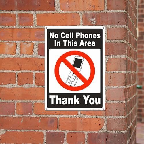Brimar No Cell Phones in This Area Sign 10" X 14" Polyethylene Plastic