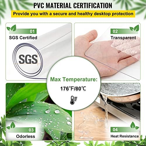 VEVOR Clear Desk Cover Protector, 36 X 60 inch, 2 mm Rectangle Waterproof Thick Plastic Clear Pad Mat, Scratch Proof and Easy Cleaning for Office, Dresser, Night Stand