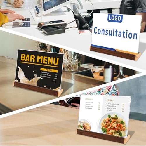 8.5X11 Acrylic Sign Holder Horizontal, Slant Back Tabletop Show Holder