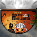 Halloween Ghosts Pumpkin Half Round Door Mat Non Slip Washable Halloween Semi Circle Area Rug Absorbent Soft Pumpkin Half Moon Rug Floor Mat for Indoor Kitchen Bathroom Patio Front Door Mat Decor