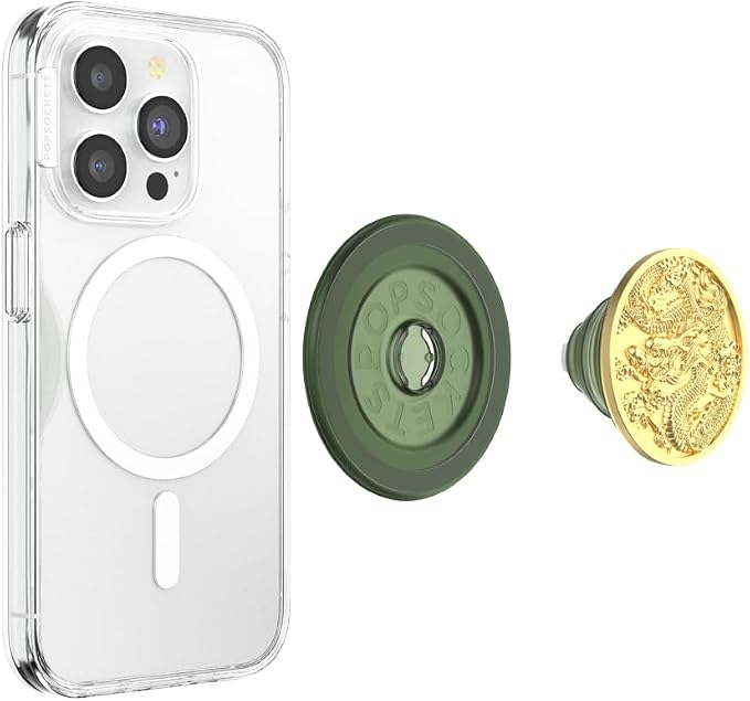 PopSockets Phone Grip for MagSafe, Magnetic Holder- Enamel Dragon | Removable, For Kindle / Android / iPhone, With Magnet, Enamel, Designs, iPad, Removable, Popper