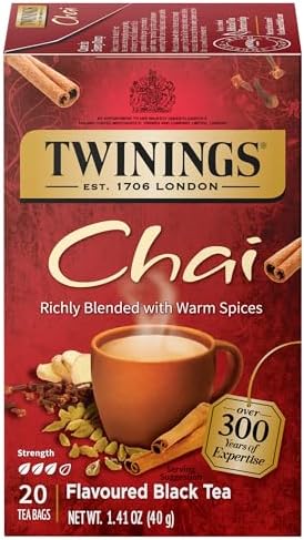 Twinings Chai Black Spiced Tea Bags, 20 CT Box (1 Pack)