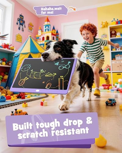 LCD Writing Tablet 16 Inch, Colorful Electronic Doodle Board Drawing Tablet, Memo Board, Drawing Pads with Lanyard, Travel Educational Toys Gifts for Kids Toddlers (Purple-16Inch)
