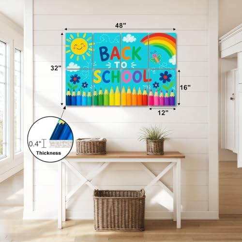 8 Pack Art Acoustic Panels Sound Absorbing Back to School Colorful Pencils Rainbow Sun Decorative Soundproof Wall Panels Self Adhesive for Home Recording Studios 48"x32"