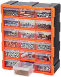 VEVOR 18-Drawer Storage Organizer, Plastic, Drawer Storage Cabinet for Garage Organization, Stackable Small Parts Organizer, Wall-Mounted Toolbox, for Hardware, Beads, Screws, Crafts, Building Bricks