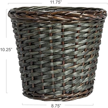 Household Essentials Handwoven Willow Waste Basket with Plastic Liner, Brown