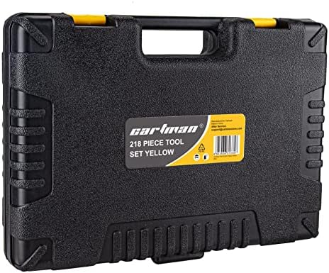 CARTMAN 218-Piece Household Tool Set, Yellow Home Repair Kit With Tool Case