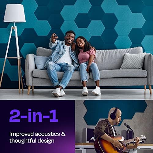 Acoustic Panels 12-Pack Soundproof Wall Panels 12"X10.4"X0.4" Sound Panels High Density Sound Dampening Panels - [Ocean Turquoise Hexagon]