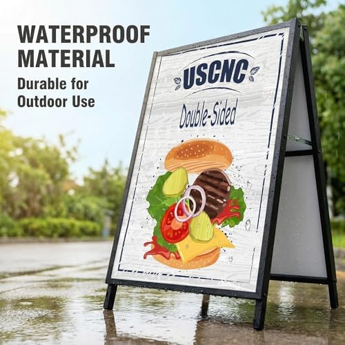 USCNC 3 PACK 24 x 36 Inch A Frame Sign Double-Sided Folding Sandwich Board Heavy Duty Slide-in Sidewalk Signboard for Outdoor Street Advertising Poster(Frame only，No white board)