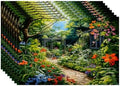 Batmerry Beautiful Garden Lush Plants Linen Placemats Set of 8, Serene Garden Scene Washable Table Mats for Kitchen Table Thickened Heat Insulation Dining Set Indoor Outdoor 12X18 in