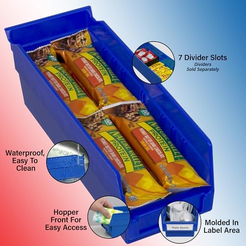 Akro-Mils 30120 Heavy Duty Plastic Shelf Bins, 12"x 4"x 4", Red, 24-Pack