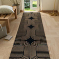 Lahome Modern Geometric Black Runner Rug, 2x8 Indoor Outdoor Hallway Runner