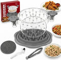 Premium Large Chicken Shredder Tool with Suction Base 2026 – Twist Meat Shredder with Ergonomic Handle & Anti-Slip Grip – Transparent Lid for Easy Shredding Chicken & Beef (Light Grey)