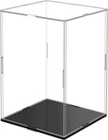 Clear Acrylic Display Case,Self-Assembly Display Box with Black Acrylic Base,Countertop Box Cube Organizer Stand Riser Dustproof Protection Showcase for Figures Toys Collectibles(9.8x9.8x15.7 inch)