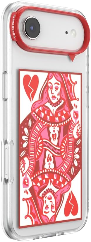 PopSockets iPhone 17 Air Phone Case with MagSafe- Heart Queen | Magnetic, Wireless Charging, Camera & Drop Protection, Heart, Valentines, Red, Textured