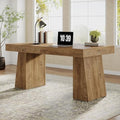 Tribesigns 55" Executive Desk, Wooden Office Desk with Double Pedestal, Modern Simple Computer Writing Table for Home Office, Light Brown