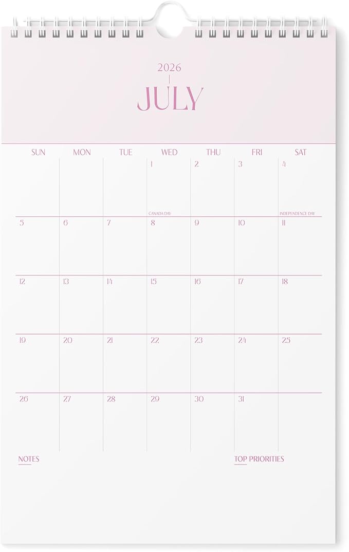 Karto Wall Calendar 2026-2027 11x17 in - Pink on Pink