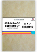 50 Aged Parchment 60# Text (=24# Bond) Paper Sheets - 11" X 17" (11X17 Inches) Tabloid | Ledger | Booklet Size - Vintage Colored Old Parchment Semblance