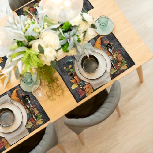 Placemats Set of 6 Washable Linen Place Mats Cloth Table Mats 12x18 Inch
