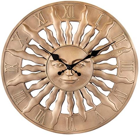 Bulova Sunrise Wall Clock C4860 | 14.3" 3D Sunburst Resin Design with Roman Numerals | Silent Quartz Movement | Battery Operated | Indoor/Outdoor Décor