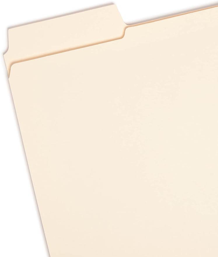 Smead SuperTab File Folder, Oversized Reinforced 1/3-Cut Tab, Guide Height, Letter Size, Manila, 100 Per Box (10395)