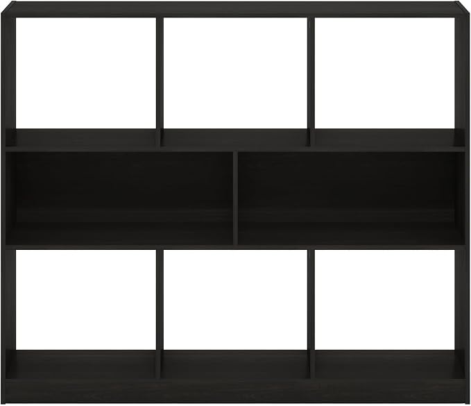 Furinno DALY Book Shelf, 8-Cube Bookshelf, Horizontal Cube Storage Organizer Bookcase, 10.9 x 47.2 x 39.4, for Living Room, Bedroom, Home Office, Espresso