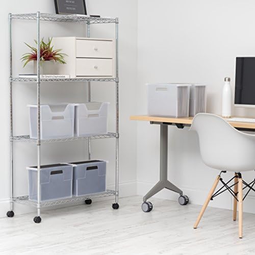 IRIS USA 6-Pack Medium Desktop File Box with Open Lid, Clear | Organize classroom papers, lesson plans and supplies with portable storage for teachers, schools and educators
