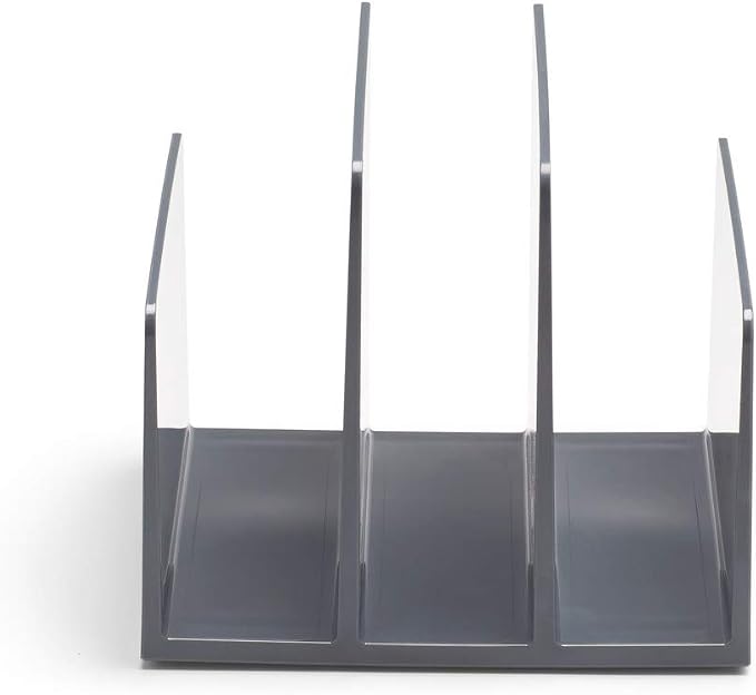 Poppin Fin File Sorter - 3-Compartment File Organizer, Sturdy and Durable Document Organizer, Sleek Design with Lacquer-like Finish, File Folder Organizer for Desk (Dark Gray)
