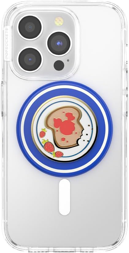 PopSockets Phone Grip for MagSafe, Magnetic Holder- Mickey Toast | Removable, For Kindle / Android / iPhone, With Magnet, Disney, Mickey Mouse, Minnie, Enamel, Designs