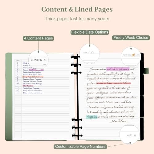 Yoment Discbound Lined Refills for 6.1 x 8.3 Hardcover Notebook, Spiral Journal Notebook for Office Work Meeting Planner, for School Students Class Notes, Small