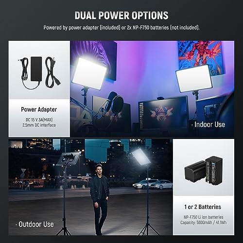 NEEWER 18" LED Video Light Panel Key Lighting Kit with Remote, 2 Pack, 45W