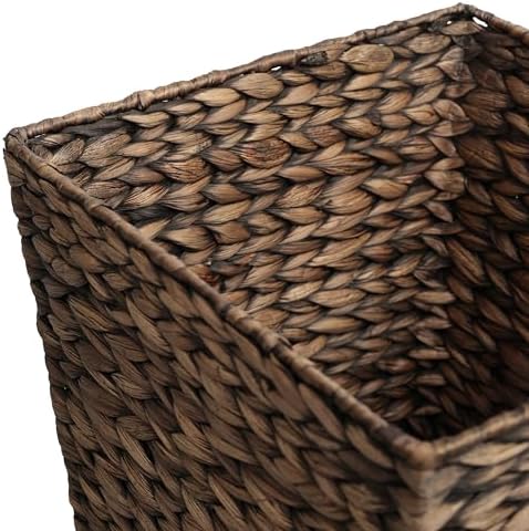 happimess Theo 4.8 Gal 12" Square Wicker Wastebasket, Brown, Set of 2