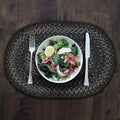 Homespice Jet Black Jute Braided Placemats, Oval 13x19 Set of 6