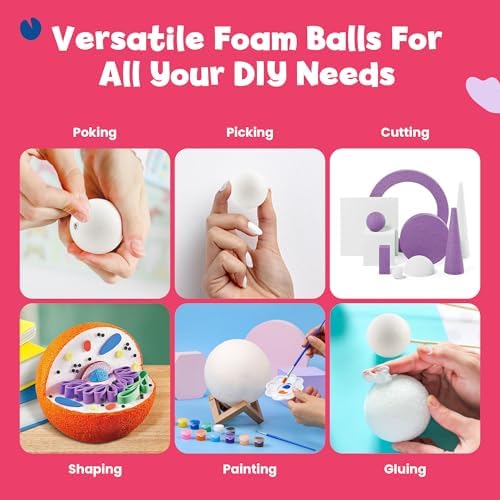Hygloss Products Foam Balls - Craft Foam (XPS) for Projects, Arts, & Crafts, 4-Inch, White, 12 Pieces