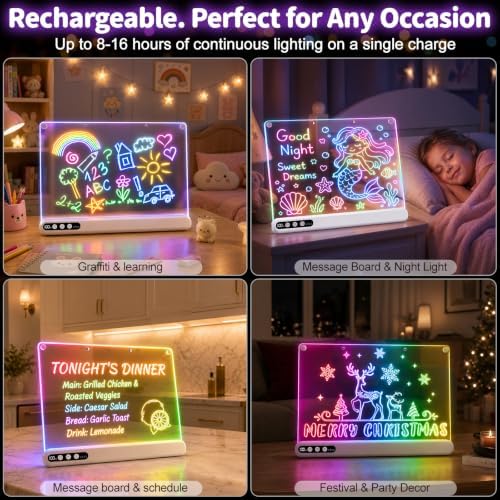 17" LED Drawing Board with 14 Light Effects & Timer, Gift for Kids Age 3-12