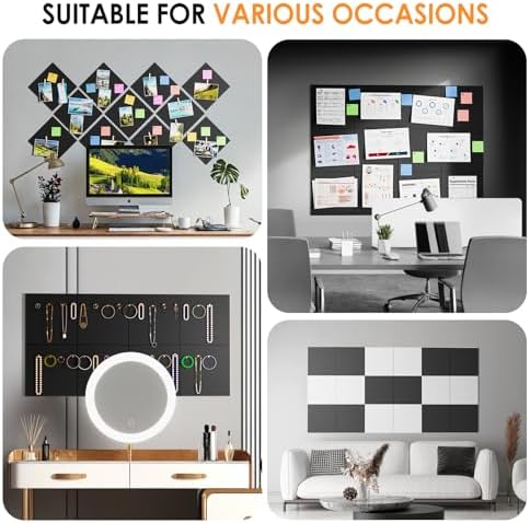 MaxGear Felt Bulletin Board 48" x 36", Black Felt Wall Tiles Wall Decor