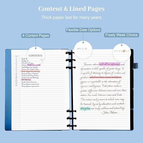 Yoment Refillable Notebooks for Work 5 Subject with Removable Dividers Tabs
