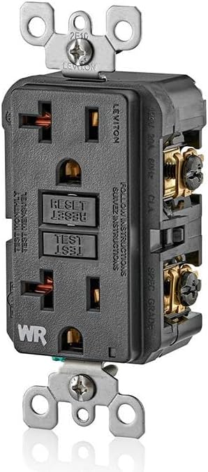 Leviton GFCI Weather-Resistant Outlet, 20 Amp, Self Test, Non Tamper-Resistant with LED Indicator Light, Outdoor Locations, GFWR2-E, Black